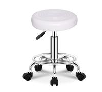 Tabouret de salon de massage pivotant avec repose-pieds, tabouret rond à roulettes, chaise de spa de beauté, tabouret de bar en cuir PU à hauteur réglable for coiffure, manucure, tatouage, barbier, co