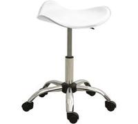 Tabouret de salon et spa Blanc Similicuir - VIDAXL - Réglable en hauteur - Pivotement - Roulettes Blanc G