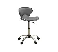Tabouret de salon et spa - - Gris Similicuir - Réglable en hauteur - Pivotement - Roulettes
