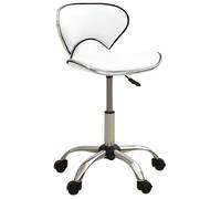 Tabouret de salon et spa - VIDAXL - Blanc - Similicuir - Réglable en hauteur - Pivotement - Roulettes