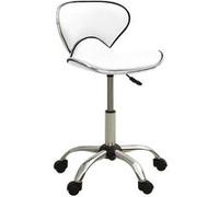 Tabouret de salon et spa - VIDAXL - Blanc - Similicuir - Réglable en hauteur - Pivotement - Roulettes Blanc G
