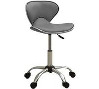 Tabouret de salon et spa - - Gris Similicuir - Réglable en hauteur - Pivotement - Roulettes