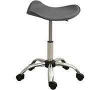 Tabouret de salon et spa - - Gris Similicuir - Réglable en hauteur - Pivotement - Roulettes