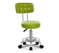 Tabouret de Salon pivotant VSULZVNU, Chaise à roulettes, siège Souple Cole, Hauteur réglable, hydraulique, avec Dossier, pour Salon de beauté/Spa, Marron, vert1
