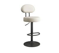 Tabouret de selle avec dossier et anneau de pied, hauteur réglable de 61 à 81,3 cm, chaise pour coiffeur, design pivotant à 360°, confortable pour la maison ou le salon