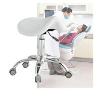 Tabouret de selle avec roues médicales - Tabouret réglable en cuir synthétique pour salon de coiffure, dentaire, tatouage, spa et beauté (capacité de 200 kg) (blanc)