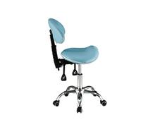 Tabouret de Selle avec Support Dorsal et roulettes, Chaise de Salon, Tabouret Roulant, pivotant et réglable, Chaise de Selle for hygiéniste Dentaire, Couleurs personnalisées