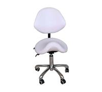 Tabouret de Selle avec Support Dorsal Tabouret réglable Ergonomique Siège d’esthéticienne Roulant pour Chaise d’esthéticienne de Clinique de Dentiste à Domicile, Blanc