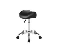 VEVOR Tabouret de selle pivotant en cuir PU à roulettes hauteur réglable noir