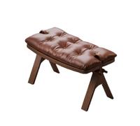 Tabouret de selle en cuir de style antique - Repose-pieds en bois massif pour salon, salle à manger et balcon