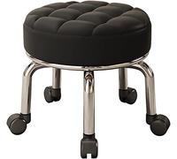 Tabouret de selle petit tabouret à roulettes, tabouret bas à roulettes, petit tabouret bas, ce tabouret avec siège rembourré pour l'assemblage de meubles, facile à rouler, petits tabourets bas en cuir
