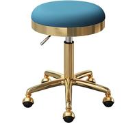 Tabouret de selle pivotant pour salon de beauté, tatouage et massage - Tabouret de comptoir médical rond avec cadre en acier inoxydable doré et roues roulantes