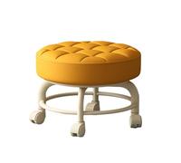 Tabouret De Siège À Rouleau Bas À 360 ° Rotatif Rotatif Tabouret De Travail À La Maison Rond Kids Studdy Light Light Duty Poulley Tabouret Bas en Cuir PU Petit Tabou Orange