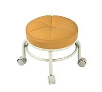Tabouret de siège Bas Moderne avec 5 Roues, siège Mobile Roulant Rond avec roulettes pivotantes universelles, Tabouret Mobile en Acier Inoxydable pour Adulte, bébé, Yellow