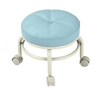 Tabouret de siège Bas Moderne avec 5 Roues, siège Mobile Roulant Rond avec roulettes pivotantes universelles, Tabouret Mobile en Acier Inoxydable pour Adulte, bébé, Blue