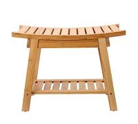 Tabouret de spa en bambou avec étagère de rangement - Banc de salle de bain étanche et portable pour douche et organisateur