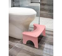 Tabouret de toilette en bambou de 16,5 cm, tabouret de toilette pour adulte, corrige la posture des toilettes, soulage et réduit les tensions intestinales et les ballonnements (rose)