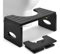 Tabouret de Toilette en Bambou - Pliable Marche Pied Toilette, Ergonomique Tabouret Pliable - pour Salle de Bain 40 * 19.5 * 17.5CM (Noir)