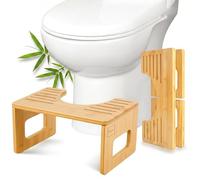 Tabouret de toilette en bambou pour adulte - Pliable et durable - Naturel et sain - Multifonction