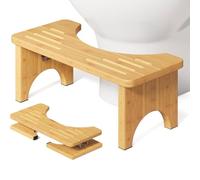 Tabouret de Toilette en Bambou pour Position Accroupie Naturelle, Pliable Tabouret Physiologique de Salle de Bain et WC pour Adultes et Enfants Anti Constipation Bois de Haute Qualité 17cm