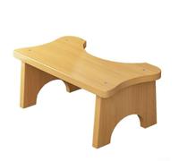 Tabouret de toilette en bois avec une courbe profilée assortie aux dimensions standard des toilettes et un dessus texturé antidérapant pour un placement sûr des pieds (couleur claire)