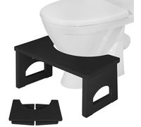 Tabouret de Toilette Physiologique Pliable en Bois - Forme de C Résistant à 35 Degrés (Noir)