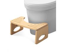 Tabouret de Toilette Pliable,Marche Pied Toilette en Bambou,7 Pouce Bain Tabouret avec Coussinets Antidérapants,WC Physiologique pour Adultes/Enfants/Femmes Enceintes et Âgé