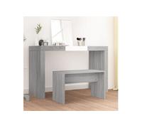 vidaXL Tabouret de toilette Coiffeuse Maquillage 70x35x45 cm Bois d'ingénierie Sonoma gris