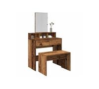 Tabouret de toilette vieux bois 70x35x45 cm bois d ingénierie Marron G