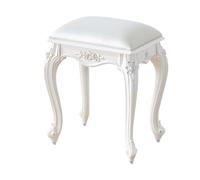 Tabouret de toilette vintage 43 cm, chaise de maquillage rectangulaire avec coussin rembourré, tabouret de manucure pour chambre de princesse, banc ottoman robuste(Pearl white leather,Silver)