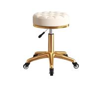 Tabouret de Travail a roulettes Ergonomique Reglable en Hauteur 41-54 cm | Tabouret Roulant Atelier Coussin en Éponge Épaisse, Tabouret Coiffeuse Cuir PU pour Salon de Massage Pub Bureau(White)