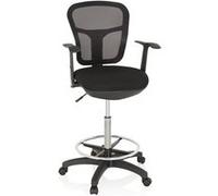 Tabouret de travail / chaise de comptoir TOP WORK 108 tissu maille noir hjh OFFICE Noir G
