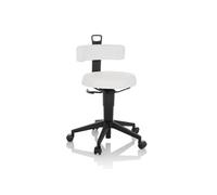 HJH Office Tabouret de travail Top Work Flex – réglable en hauteur, dossier, similicuir blanc