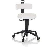 HJH Office Tabouret de travail Top Work Flex – réglable en hauteur, dossier, similicuir blanc