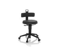 HJH Office Tabouret de travail Top Work Flex – réglable en hauteur, mobile, dossier, similicuir noir
