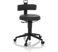 HJH Office Tabouret de travail Top Work Flex – réglable en hauteur, mobile, dossier, similicuir noir