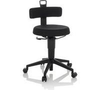 HJH Office Chaise d'équilibre Top Work Flex – Tabouret de travail réglable avec dossier, tissu noir