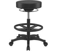 Tabouret de Travail, Ergonomique, pivotant et réglable, 59,5-81 cm, avec Repose-Pieds Circulaire réglable, Noir