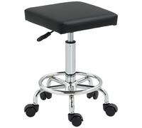 Tabouret De Travail Sur Roulettes Avec Repose-Pieds - Tabouret Médical Hauteur Réglable 50-66 Cm Pivotant - Noir Noir