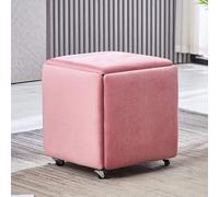 Tabouret de vanité empilable pour fête en plein air Siège étanche 5 en 1 cube pour salon, chambre à coucher, canapé créatif, chaise, tabouret, pouf carré (taille : 46 x 46 x 48 cm, couleur : rose)