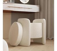 Tabouret De Vanité en Fausse Fourrure avec Rangement - Ottoman Rembourré Bouclé Moderne, Banc De Rangement Sherpa, Pouf Confortable, Chaise De Canapé sans Acco, White, 40x42cm(16x17inch)