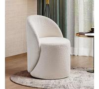 Tabouret de vanité rotatif à 360 °, chaise rembourrée avec dossier, tabouret de table de vanité en velours, repose-pieds seau, adapté aux salons, chambres à coucher et entrées White Wool Fleece
