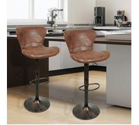 Tabouret debar reglables en hauteur cuisine - VIVOLILV - Lot de 2 - 47,5x34x(72-94)cm - Marron Rustique