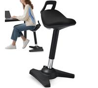 Tabouret debout avec coussin de selle standard - Ergonomique - Avec fonction bascule - Hauteur réglable entre 60 et 85 cm - Avec pied trapézoïdal antidérapant - Favorise une assise dynamique - Noir
