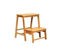 COSTWAY Escabeau en Bambou Pliante, 2 Marches Antidérapante, Utilisation Domestique Bords Arrondis, Charge 150kg Naturel