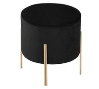 Tabouret Design en Velours "Living" 40cm Noir & Or