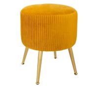 Atmosphera Tabouret Solaro velours plissé jaune moutarde