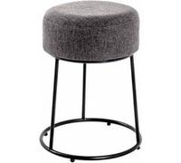 HAKU Tabouret Anthracite, Noir, MDF, métal - Dim.: H 46 cm x Ø 30 cm, Style: Art Deco