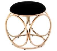 Tabouret Design "Whitney" 45cm Noir & Or Rose