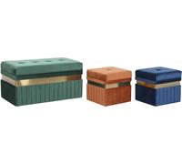 Tabouret DKD Home Decor bleu vert orange or bois MDF 93 x 47 x 45 cm (3 pièces)
